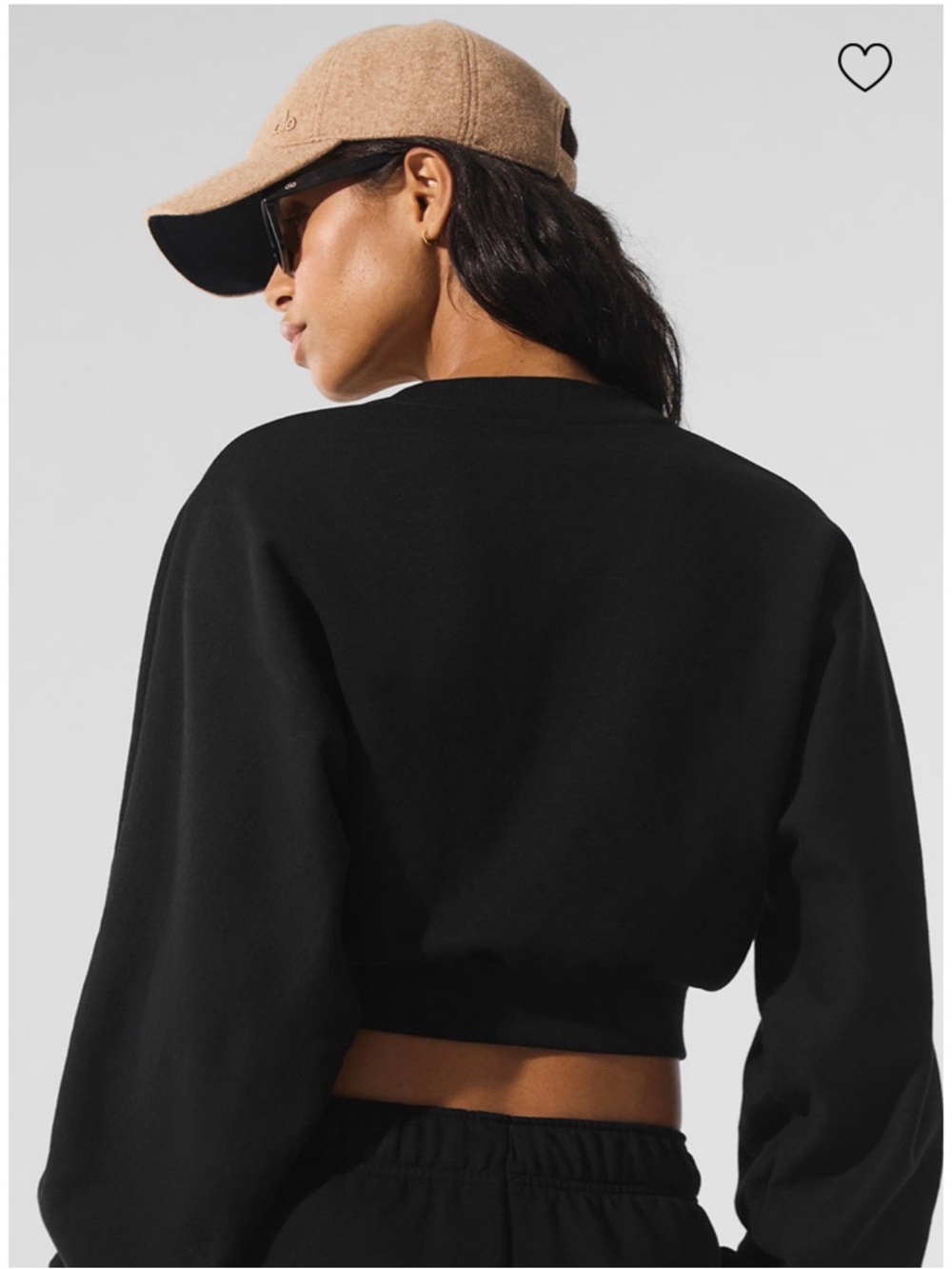 Alo Yoga Cropped Accolade Black Crewneck Small - Picture 3 of 3